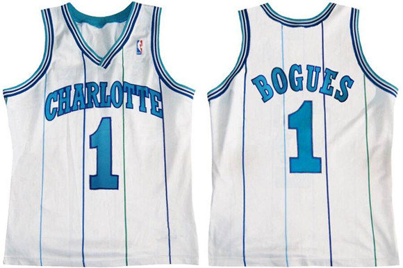 Men's Charlotte Hornets #1 Muggsy Bogues White Stitched Basketball Jersey